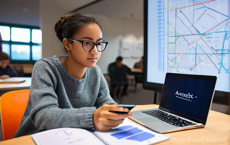 토목기사 자격증 준비를 위한 도구 - **Prompt 1: The Modern Civil Engineering Student's Digital Hub**
A diverse young adult (e.g., a ...