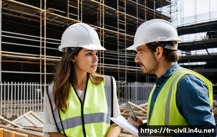 토목공학과 철도 건설 사례 - **Prompt:** "A construction site in Paris, midday. A female civil engineer in her late 20s, wearing ...